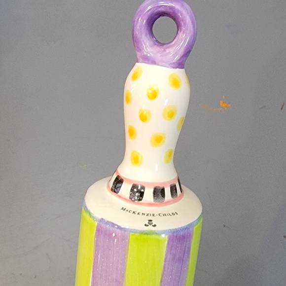 MACKENZIE-CHILDS Pottery RetiredPiccadilly Rolling Pin Ceramic Handpainted RARE